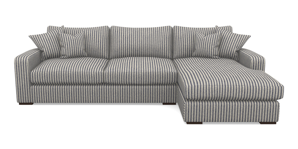 Product photograph of Stockbridge Chaise Rhf In Cloth 22 - Pinstripe - Deep Water from Sofas and Stuff Limited