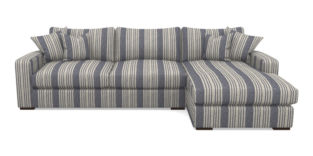 Product photograph of Stockbridge Chaise Rhf In Cloth 22 - Bayadere - Deep Water from Sofas and Stuff Limited