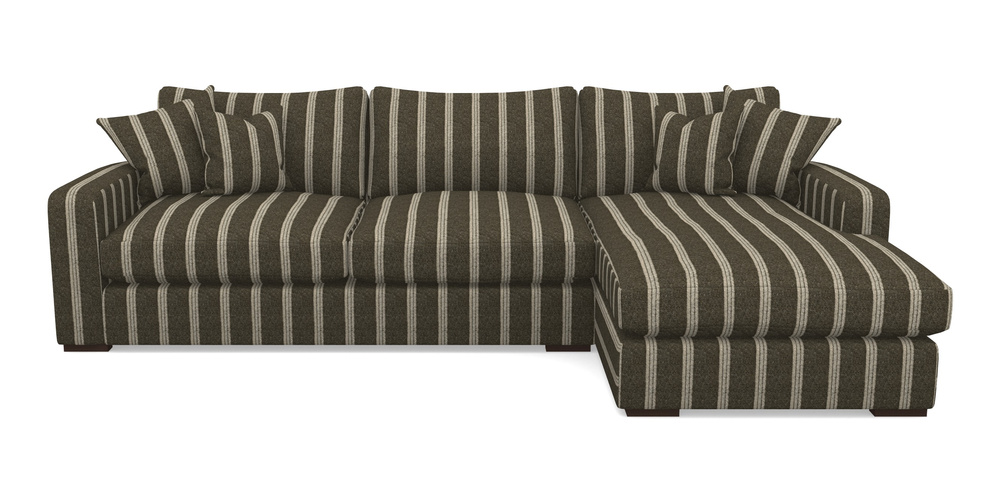 Product photograph of Stockbridge Chaise Rhf In Cloth 20 - Design 2 - Olive Stripe from Sofas and Stuff Limited