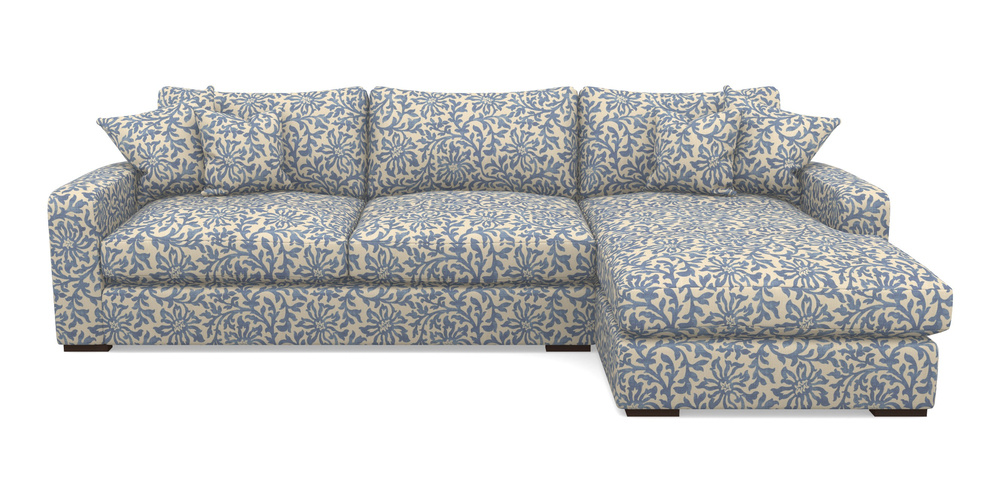 Product photograph of Stockbridge Chaise Rhf In V A Brompton Collection - Floral Scroll - Morning Blue from Sofas and Stuff Limited