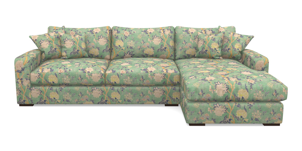 Product photograph of Stockbridge Chaise Rhf In Floral Linen - Floral Linen Even So Verde from Sofas and Stuff Limited