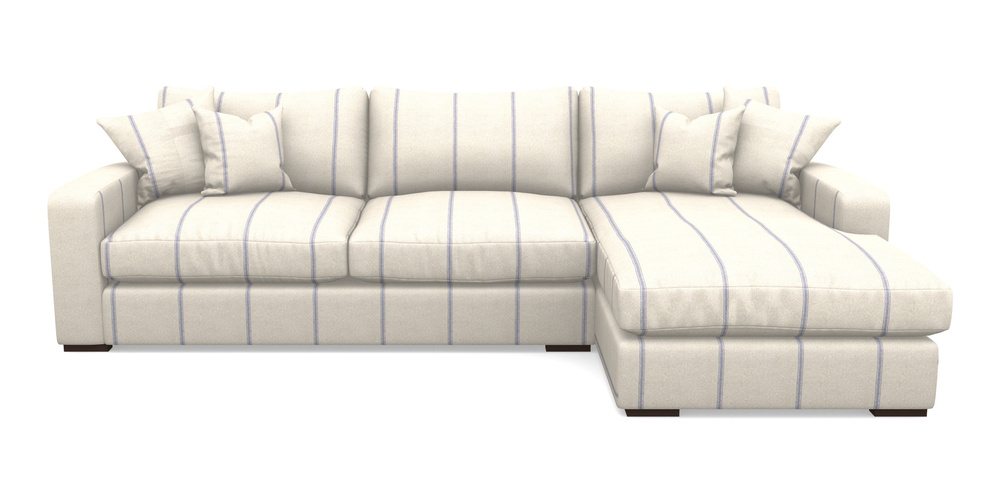 Product photograph of Stockbridge Chaise Rhf In Grain Sack Stripe - Blue from Sofas and Stuff Limited