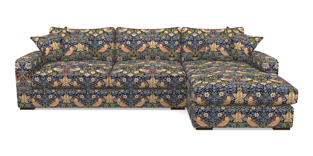 Product photograph of Stockbridge Chaise Rhf In William Morris Collection - Strawberry Thief - Indigo Mineral from Sofas and Stuff Limited