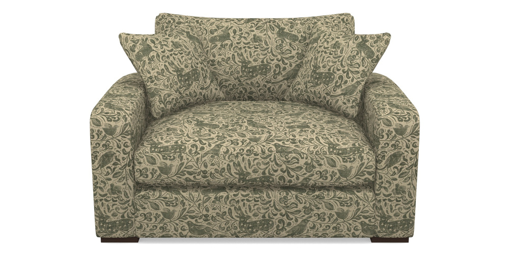 Product photograph of Stockbridge Snuggler In V A Drawn From Nature - Bird And Rabbit - Dark Green from Sofas and Stuff Limited