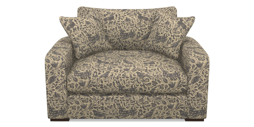 Product photograph of Stockbridge Snuggler In V A Drawn From Nature - Bird And Rabbit - Navy from Sofas and Stuff Limited