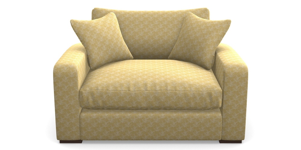 Product photograph of Stockbridge Snuggler In Cloth 21 - Decorative Leaf - Canary from Sofas and Stuff Limited