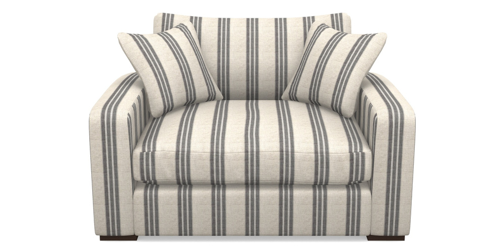 Product photograph of Stockbridge Snuggler In Cloth 18 Stripes - Bengal - Bible Black from Sofas and Stuff Limited