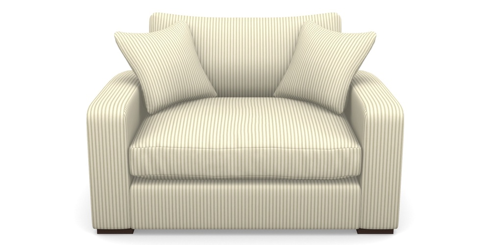 Product photograph of Stockbridge Snuggler In Cotton Stripe - Sage from Sofas and Stuff Limited