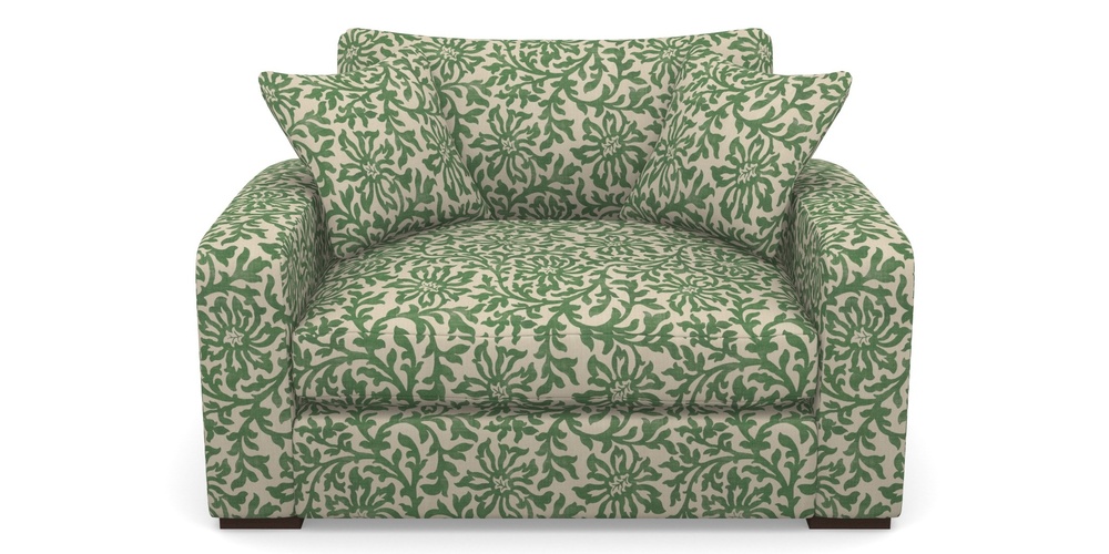 Product photograph of Stockbridge Snuggler In V A Brompton Collection - Floral Scroll - Basil from Sofas and Stuff Limited