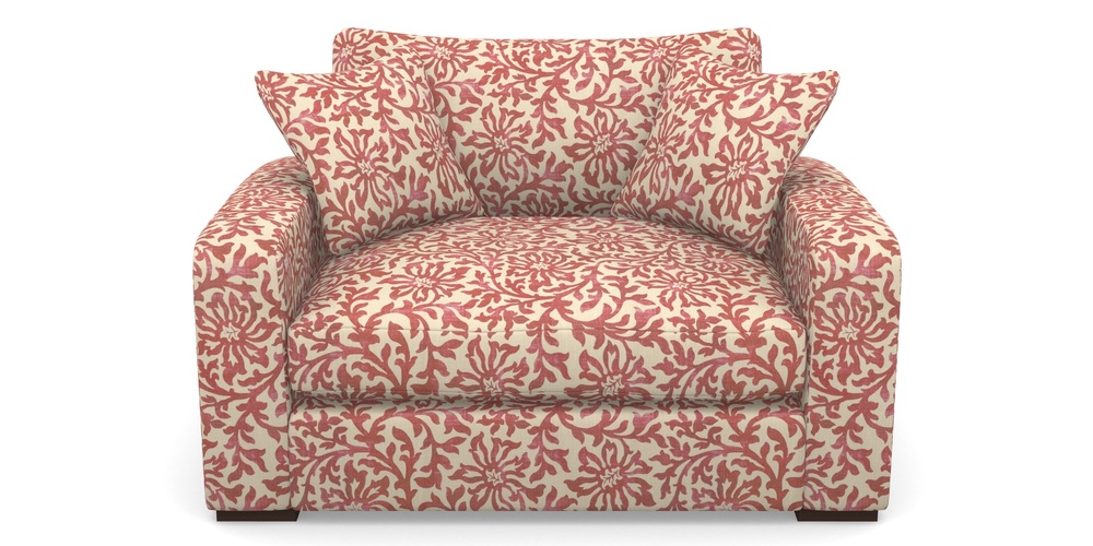 Product photograph of Stockbridge Snuggler In V A Brompton Collection - Floral Scroll - Chilli from Sofas and Stuff Limited