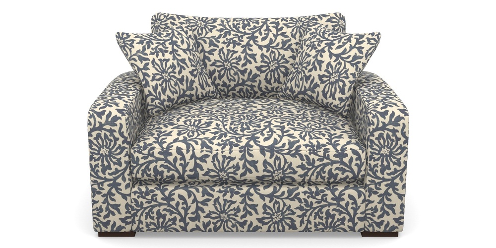 Product photograph of Stockbridge Snuggler In V A Brompton Collection - Floral Scroll - Midnight Blue from Sofas and Stuff Limited