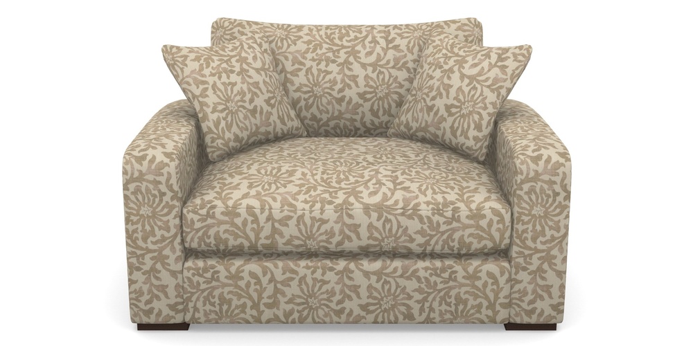 Product photograph of Stockbridge Snuggler In V A Brompton Collection - Floral Scroll - Assam Tea from Sofas and Stuff Limited