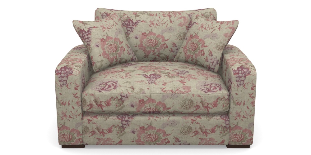 Product photograph of Stockbridge Snuggler In Floral Linen - Faith Rose Quartz from Sofas and Stuff Limited