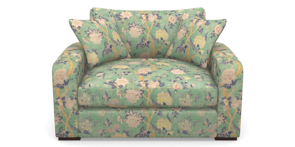 Product photograph of Stockbridge Snuggler In Floral Linen - Even So Verde from Sofas and Stuff Limited