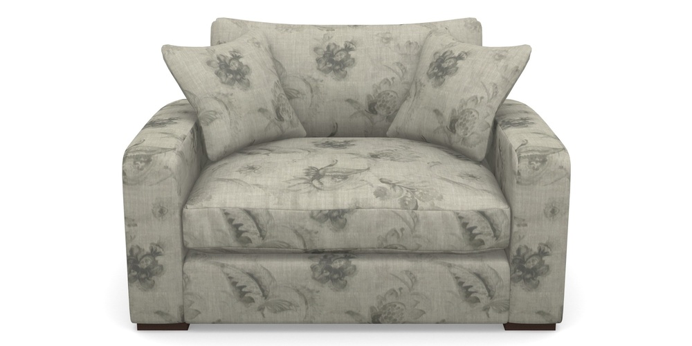 Product photograph of Stockbridge Snuggler In Floral Linen - Lela Mystery Oat Sepia from Sofas and Stuff Limited