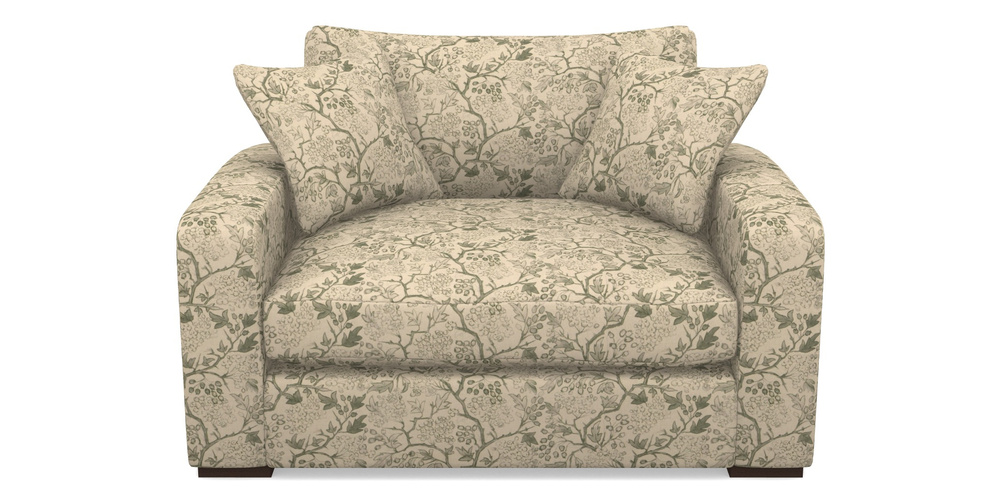 Product photograph of Stockbridge Snuggler In Rhs Collection - Gertrude Jekyll Linen Cotton Blend - Green from Sofas and Stuff Limited