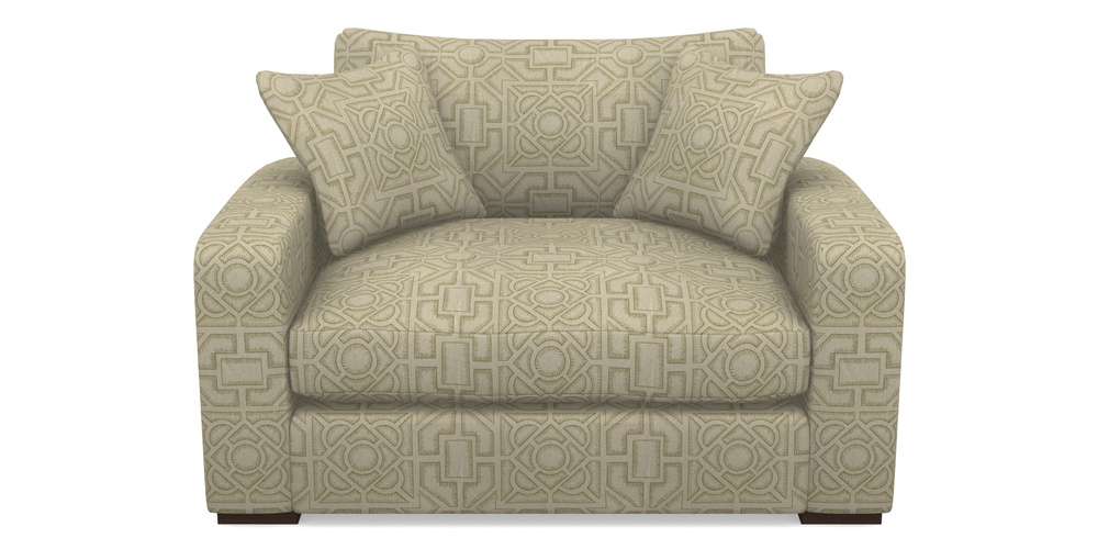 Product photograph of Stockbridge Snuggler In Rhs Collection - Large Knot Garden Linen - Olive from Sofas and Stuff Limited