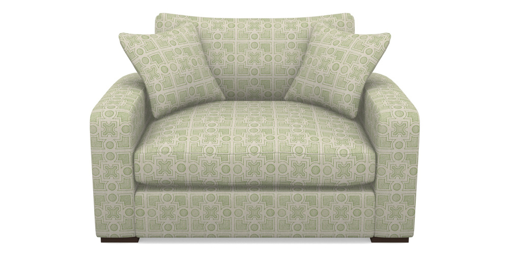 Product photograph of Stockbridge Snuggler In Rhs Collection - Small Knot Garden Cotton Weave - Green from Sofas and Stuff Limited