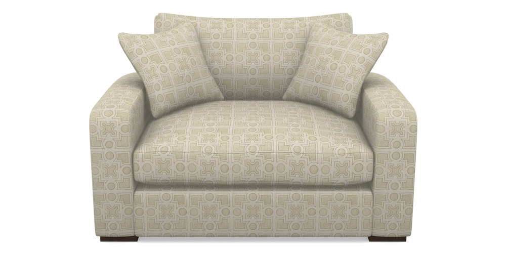 Product photograph of Stockbridge Snuggler In Rhs Collection - Small Knot Garden Cotton Weave - Olive from Sofas and Stuff Limited