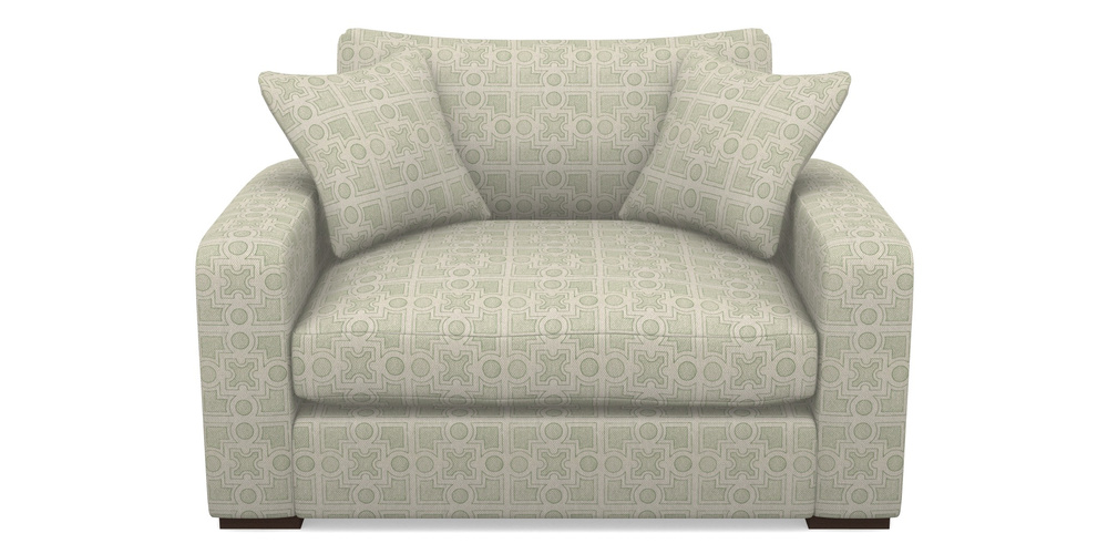 Product photograph of Stockbridge Snuggler In Rhs Collection - Small Knot Garden Cotton Weave - Pistachio from Sofas and Stuff Limited