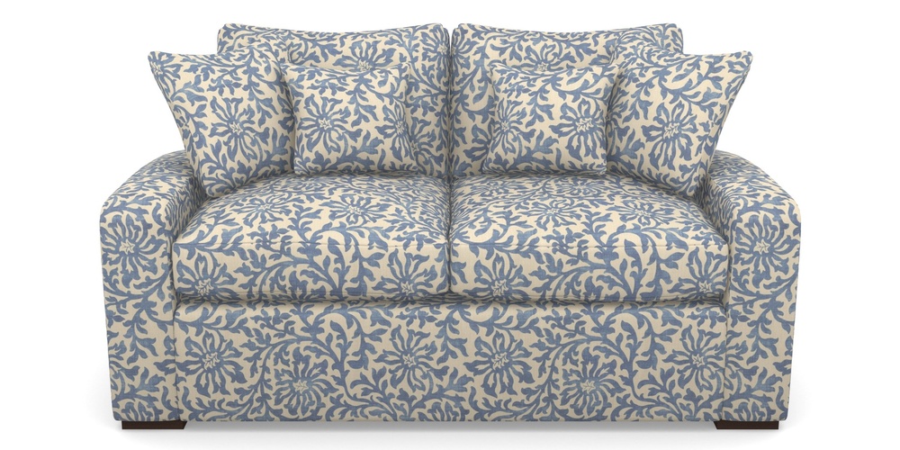 Product photograph of Stockbridge Sofa Bed 2 Seater Sofa Bed In V A Brompton Collection - Floral Scroll - Morning Blue from Sofas and Stuff Limited