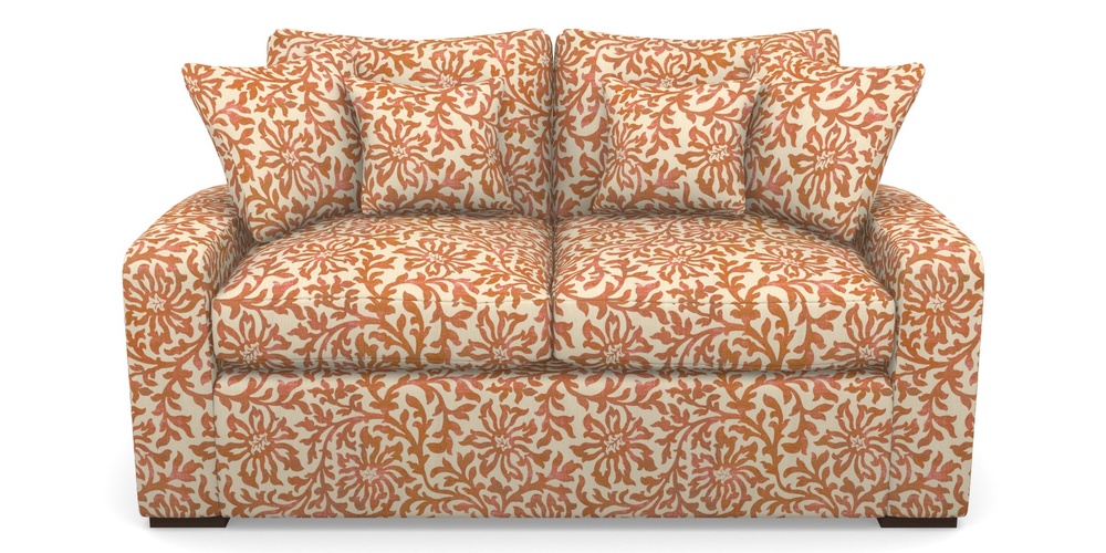 Product photograph of Stockbridge Sofa Bed 2 Seater Sofa Bed In V A Brompton Collection - Floral Scroll - Terracotta from Sofas and Stuff Limited