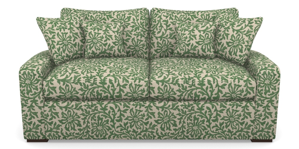 Product photograph of Stockbridge Sofa Bed 3 Seater Sofa Bed In V A Brompton Collection - Floral Scroll - Basil from Sofas and Stuff Limited