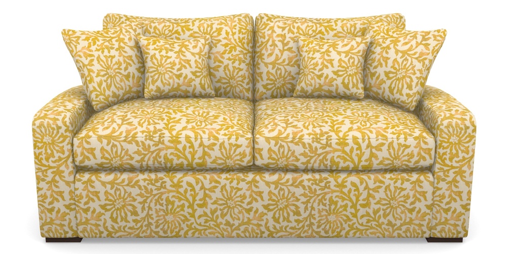 Product photograph of Stockbridge Sofa Bed 3 Seater Sofa Bed In V A Brompton Collection - Floral Scroll - Corn from Sofas and Stuff Limited