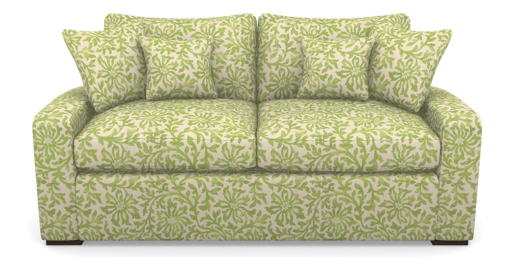 Product photograph of Stockbridge Sofa Bed 3 Seater Sofa Bed In V A Brompton Collection - Floral Scroll - Lime from Sofas and Stuff Limited