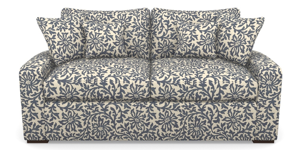 Product photograph of Stockbridge Sofa Bed 3 Seater Sofa Bed In V A Brompton Collection - Floral Scroll - Midnight Blue from Sofas and Stuff Limited