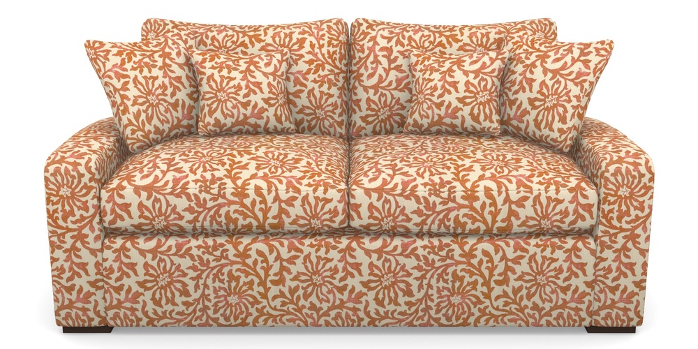 Product photograph of Stockbridge Sofa Bed 3 Seater Sofa Bed In V A Brompton Collection - Floral Scroll - Terracotta from Sofas and Stuff Limited