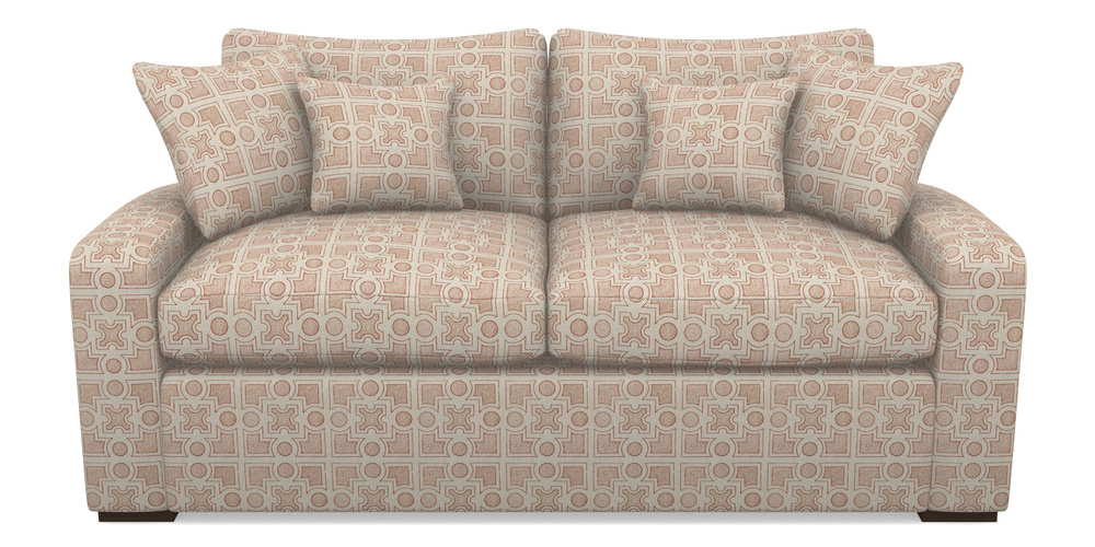 Product photograph of Stockbridge Sofa Bed 3 Seater Sofa Bed In Rhs Collection - Small Knot Garden Cotton Weave - Terracotta from Sofas and Stuff Limited