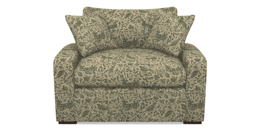 Product photograph of Stockbridge Sofa Bed Snuggler Sofa Bed In V A Drawn From Nature - Bird And Rabbit - Dark Green from Sofas and Stuff Limited