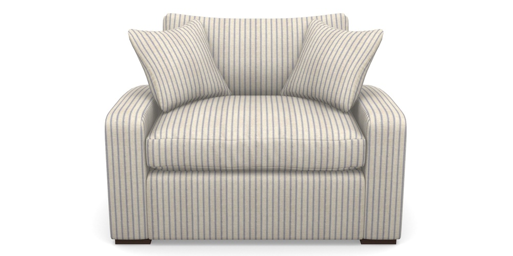Product photograph of Stockbridge Sofa Bed Snuggler Sofa Bed In Cloth 18 Stripes - Ticking - Indigo from Sofas and Stuff Limited