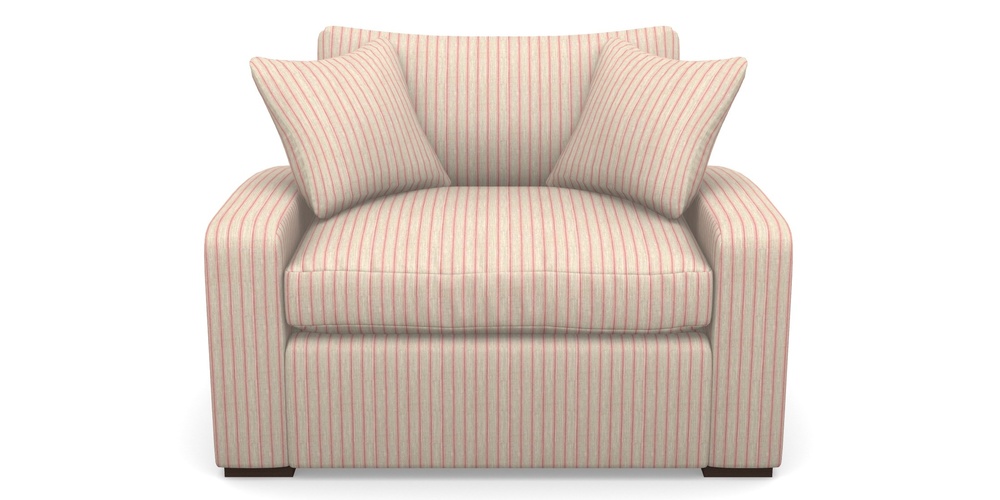 Product photograph of Stockbridge Sofa Bed Snuggler Sofa Bed In Cloth 18 Stripes - Ticking - Cranberry from Sofas and Stuff Limited