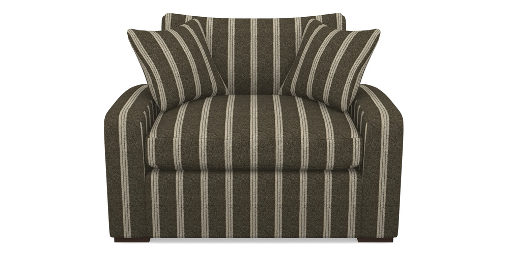 Product photograph of Stockbridge Sofa Bed Snuggler Sofa Bed In Cloth 20 - Design 2 - Olive Stripe from Sofas and Stuff Limited