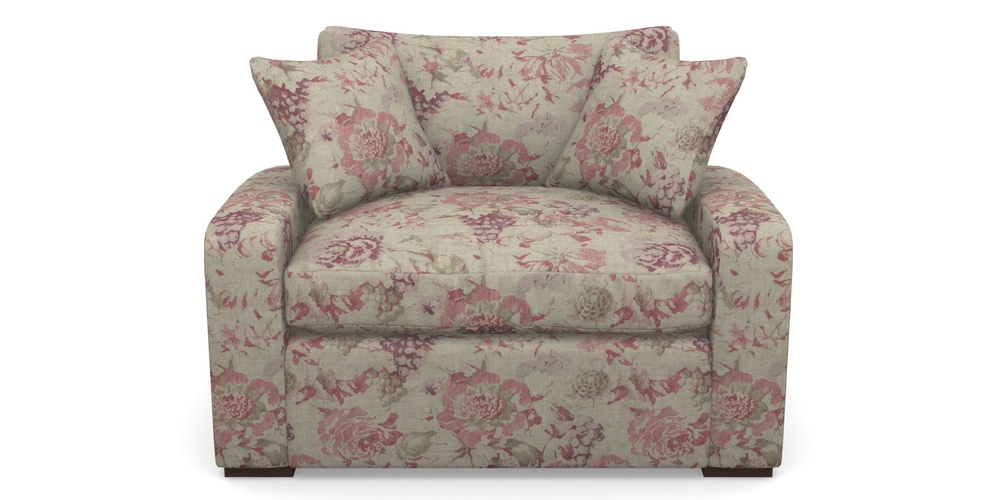 Product photograph of Stockbridge Sofa Bed Snuggler Sofa Bed In Floral Linen - Faith Rose Quartz from Sofas and Stuff Limited