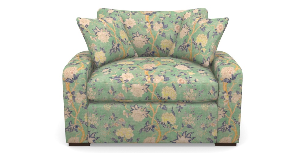 Product photograph of Stockbridge Sofa Bed Snuggler Sofa Bed In Floral Linen - Even So Verde from Sofas and Stuff Limited