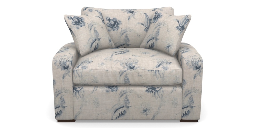 Product photograph of Stockbridge Sofa Bed Snuggler Sofa Bed In Floral Linen - Lela Mystery Indigo from Sofas and Stuff Limited