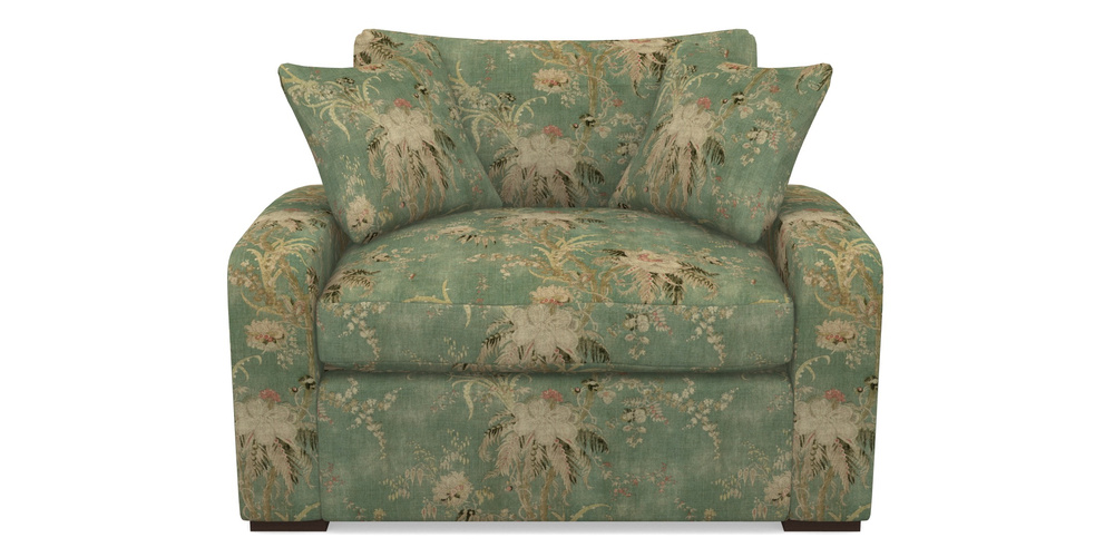 Product photograph of Stockbridge Sofa Bed Snuggler Sofa Bed In Floral Linen - Zefferino Emerald from Sofas and Stuff Limited