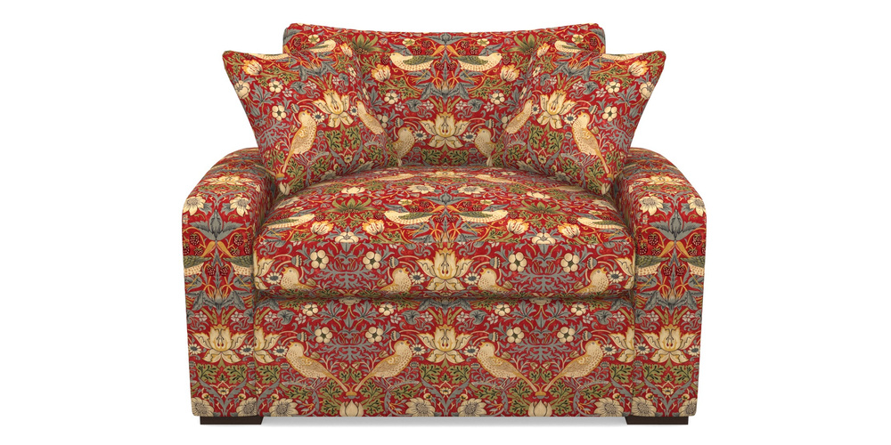 Product photograph of Stockbridge Sofa Bed Snuggler Sofa Bed In William Morris Collection - Strawberry Thief - Crimson Slate from Sofas and Stuff Limited