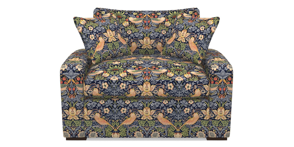 Product photograph of Stockbridge Sofa Bed Snuggler Sofa Bed In William Morris Collection - Strawberry Thief - Indigo Mineral from Sofas and Stuff Limited