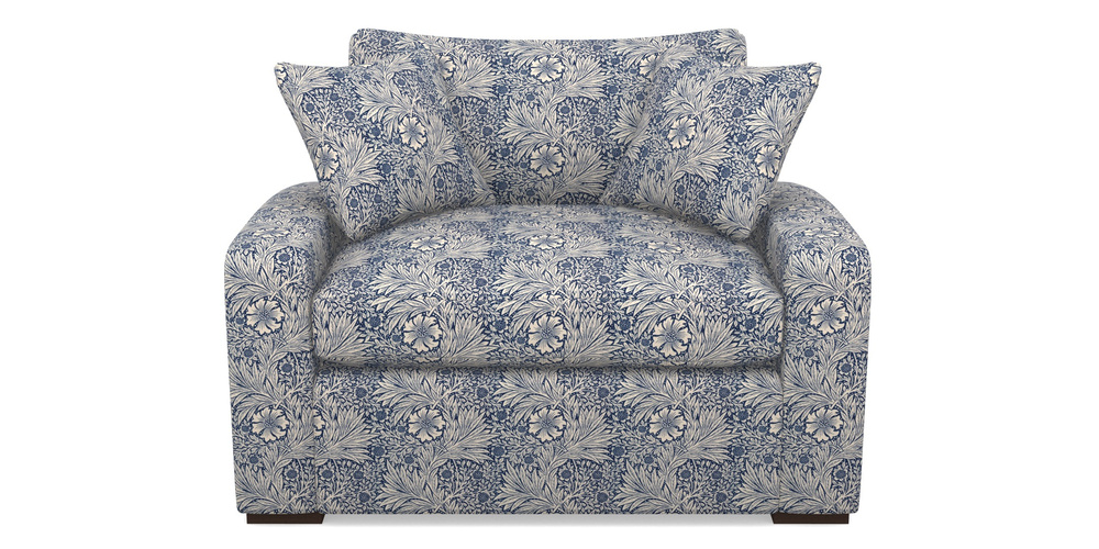 Product photograph of Stockbridge Sofa Bed Snuggler Sofa Bed In William Morris Collection - Marigold - Indigo Linen from Sofas and Stuff Limited