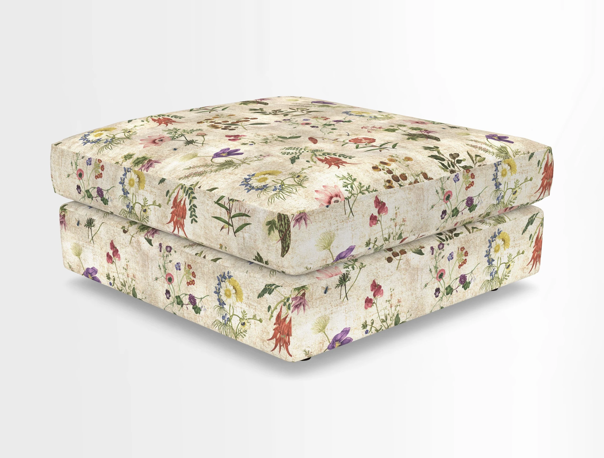 Slingsby fixed cover Footstool in Two Tone Plain Biscuit
