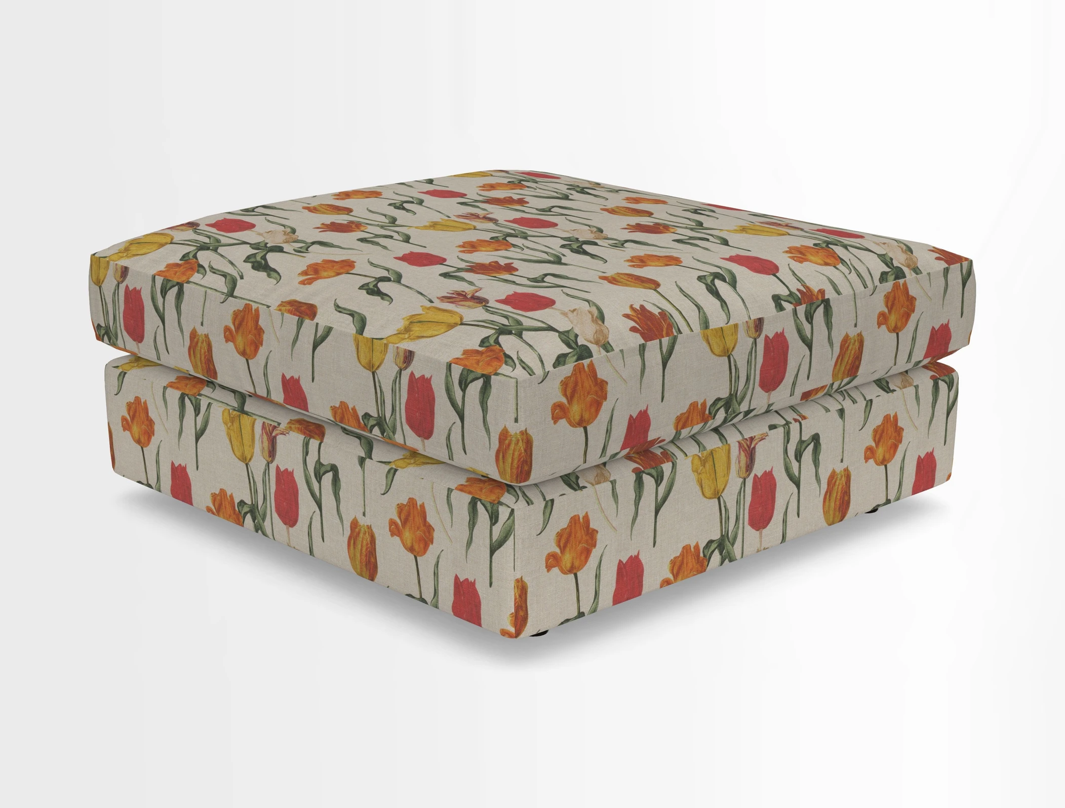 Slingsby fixed cover Footstool in Two Tone Plain Biscuit