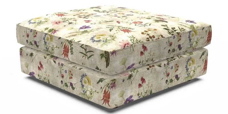 Slingsby fixed cover Footstool in Two Tone Plain Biscuit