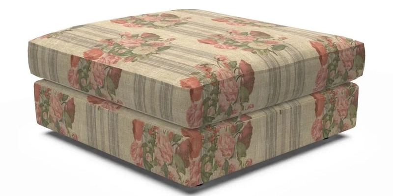 Slingsby fixed cover Footstool in Two Tone Plain Biscuit