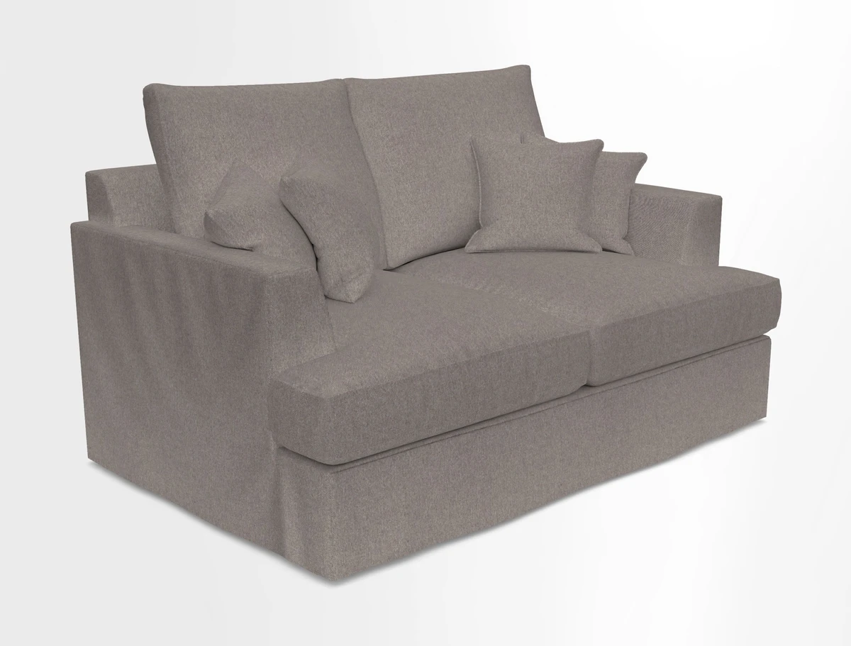 Slingsby 2 Seater Fitted Cover Sofa in Two Tone Plain Biscuit.  Loose cover version available