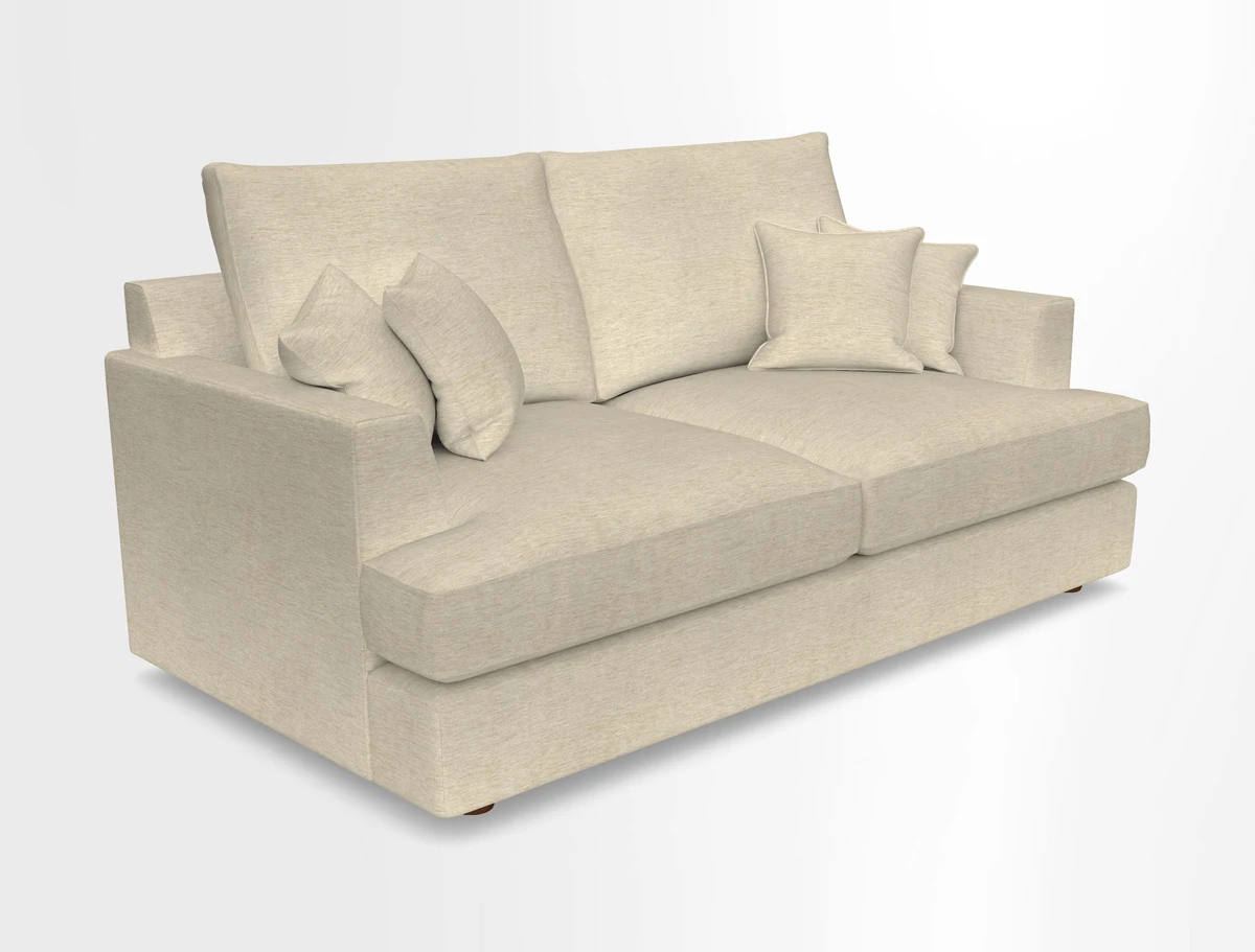 Slingsby 3 Seater Fitted Cover Sofa in Two Tone Plain Biscuit. Loose cover version available