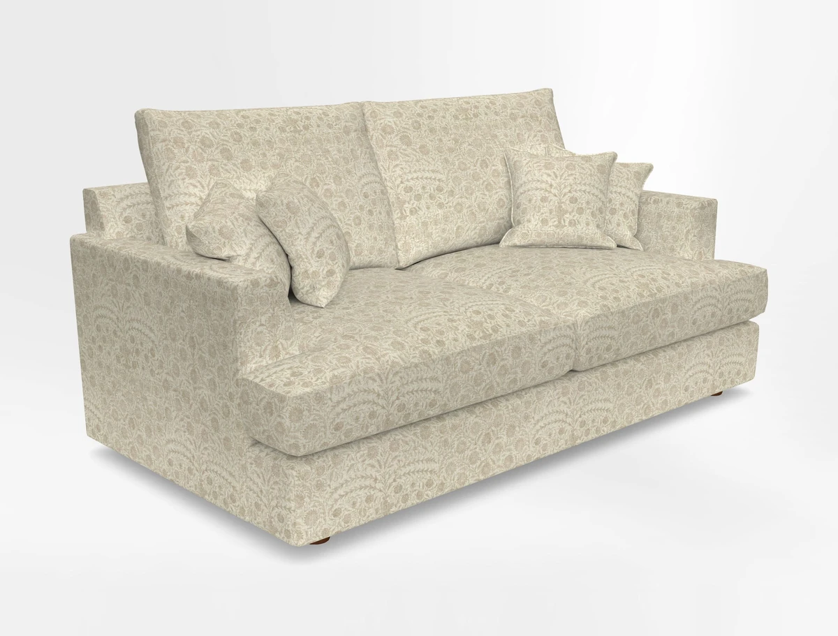 Slingsby 3 Seater Fitted Cover Sofa in Two Tone Plain Biscuit. Loose cover version available